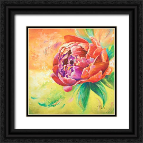 Beautiful Bouquet of Peonies II Black Ornate Wood Framed Art Print with Double Matting by Pinto, Patricia