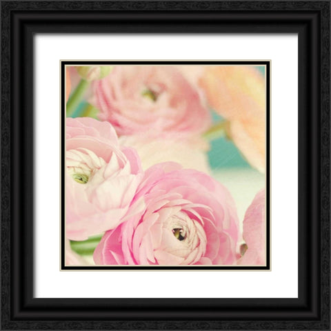 Blushing Blossoms Square I Black Ornate Wood Framed Art Print with Double Matting by Gardner, Sarah