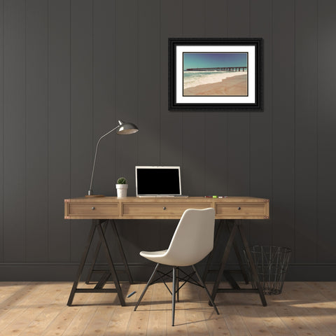 Beach Pier Black Ornate Wood Framed Art Print with Double Matting by Peck, Gail