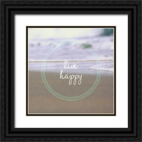 Live Happy Black Ornate Wood Framed Art Print with Double Matting by Saghini, Lisa Hill