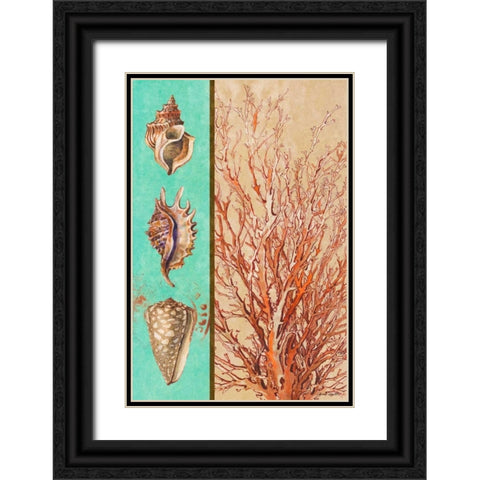 Coral and Sea Shells I Black Ornate Wood Framed Art Print with Double Matting by Loreth, Lanie