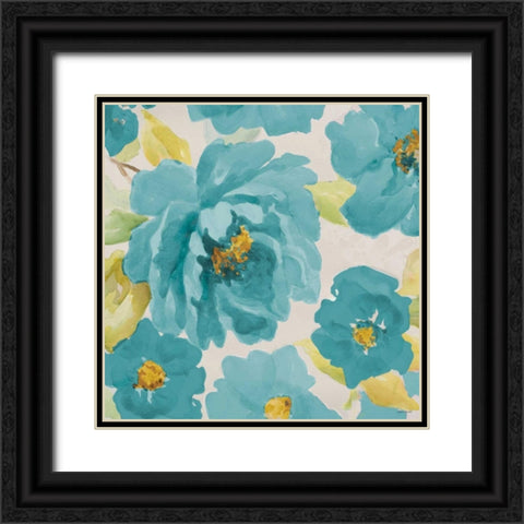 Teal Floral Delicate II Black Ornate Wood Framed Art Print with Double Matting by Loreth, Lanie