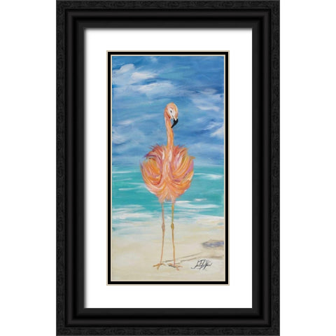 Flamingo I Black Ornate Wood Framed Art Print with Double Matting by DeRice, Julie