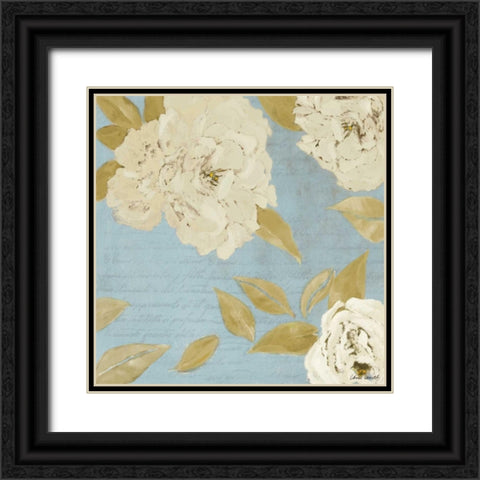 Scripted Poetic Peonies I Black Ornate Wood Framed Art Print with Double Matting by Loreth, Lanie
