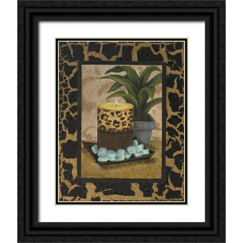 Golden Jungle Bath I Black Ornate Wood Framed Art Print with Double Matting by Hakimipour, Tiffany