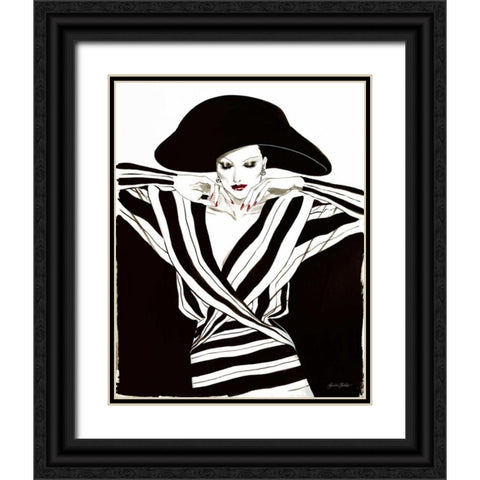 Fashion Women III Black Ornate Wood Framed Art Print with Double Matting by Baliko, Linda