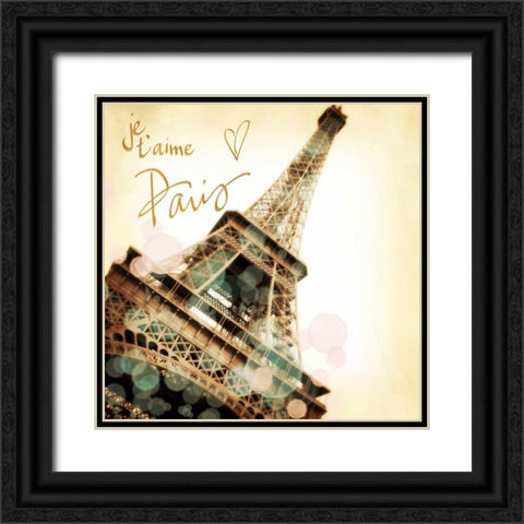 Paris je T aime Border Black Ornate Wood Framed Art Print with Double Matting by Navas, Emily