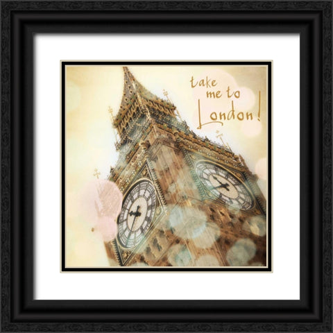 Take Me To London Border Black Ornate Wood Framed Art Print with Double Matting by Navas, Emily