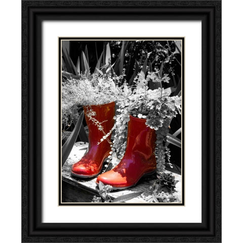 Rain Boots Border Black Ornate Wood Framed Art Print with Double Matting by Navas, Emily