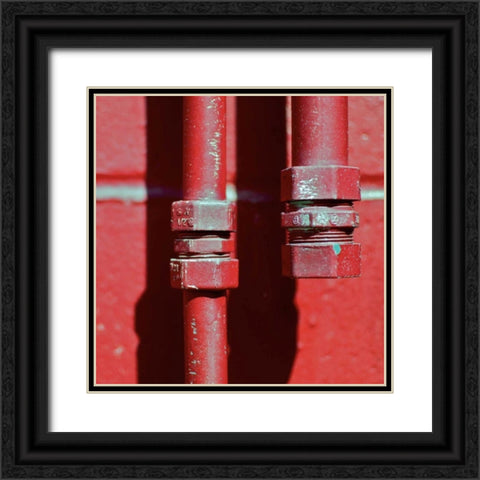 Pipes Square I Black Ornate Wood Framed Art Print with Double Matting by Peck, Gail