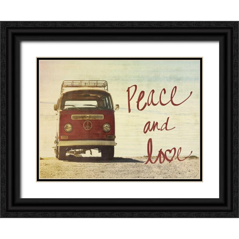 Peace and Love Border Black Ornate Wood Framed Art Print with Double Matting by Peck, Gail