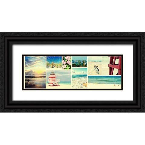 Coastal Collage Panel Black Ornate Wood Framed Art Print with Double Matting by Peck, Gail