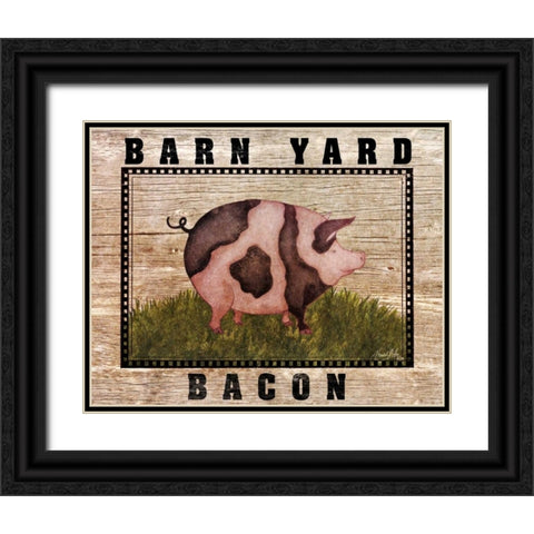 Farm Pig Black Ornate Wood Framed Art Print with Double Matting by Medley, Elizabeth