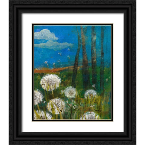 Dandelion Wishes Black Ornate Wood Framed Art Print with Double Matting by Maria, Robin