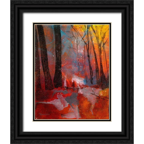 Autumn Meets Winter Black Ornate Wood Framed Art Print with Double Matting by Maria, Robin