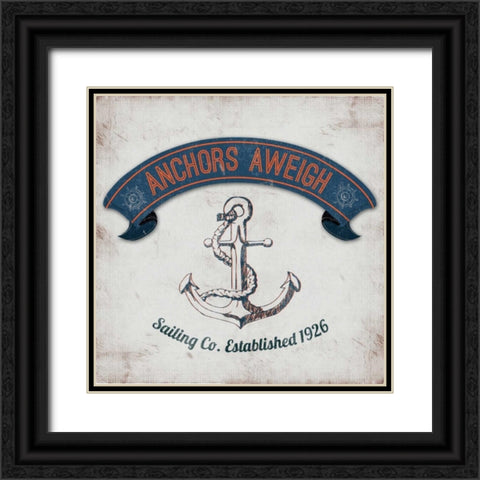 Anchors Aweigh Border Black Ornate Wood Framed Art Print with Double Matting by Everett, Tiffany