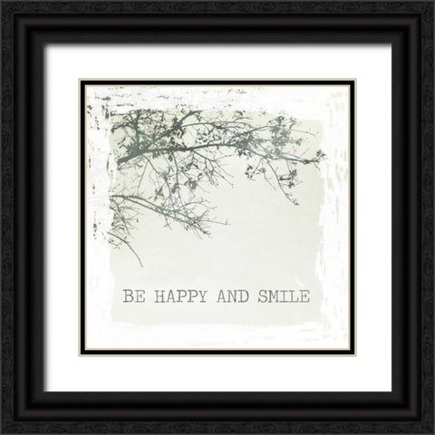 Be Happy and Smile Black Ornate Wood Framed Art Print with Double Matting by Peck, Gail