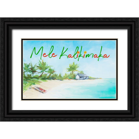 Mele Kalikimaka Black Ornate Wood Framed Art Print with Double Matting by DeRice, Julie