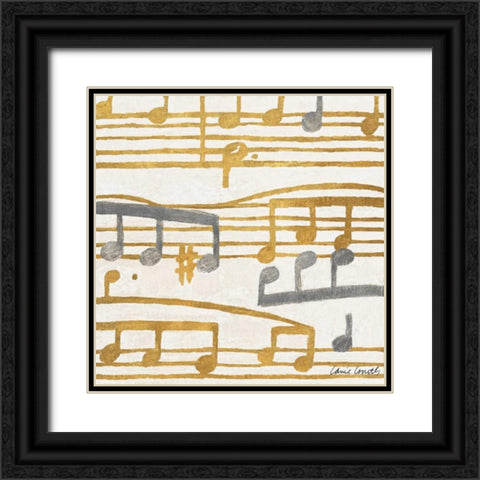 Music Stanzas II Black Ornate Wood Framed Art Print with Double Matting by Loreth, Lanie