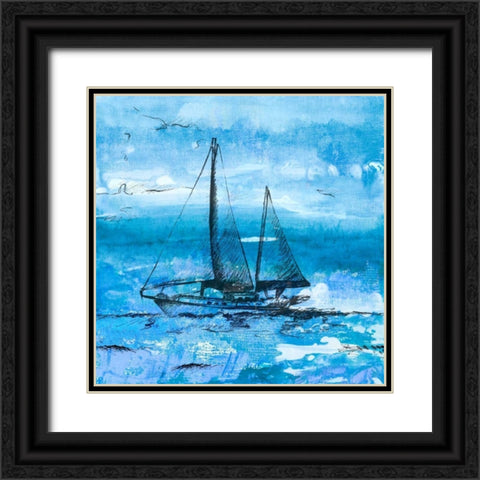 Coastal Boats in Watercolor II Black Ornate Wood Framed Art Print with Double Matting by Loreth, Lanie