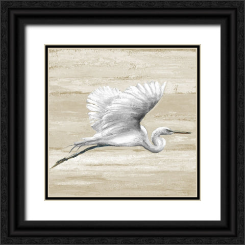 Neutral Great Egret I Black Ornate Wood Framed Art Print with Double Matting by Pinto, Patricia