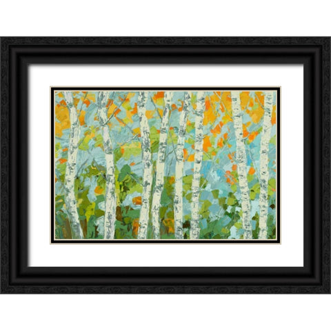 Autumn Dancing Birch Tree I Black Ornate Wood Framed Art Print with Double Matting by Coolick, Ann Marie