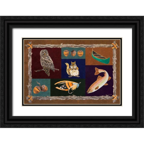 Elements of Nature Rectangle I Black Ornate Wood Framed Art Print with Double Matting by Baliko, Linda