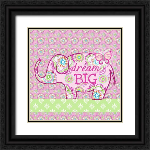 Elephant Border II Black Ornate Wood Framed Art Print with Double Matting by Metz, Andi