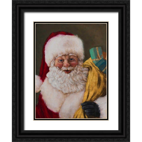 Jolly Saint Nick Black Ornate Wood Framed Art Print with Double Matting by Johnson, Walt