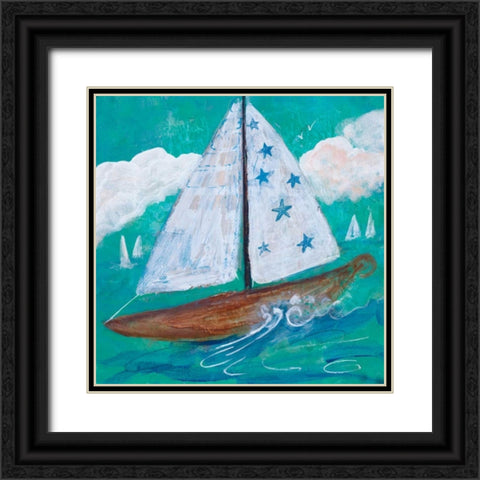 Regatta Winds IV Black Ornate Wood Framed Art Print with Double Matting by Maria, Robin
