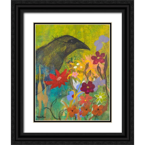 Masked Crow Black Ornate Wood Framed Art Print with Double Matting by Maria, Robin
