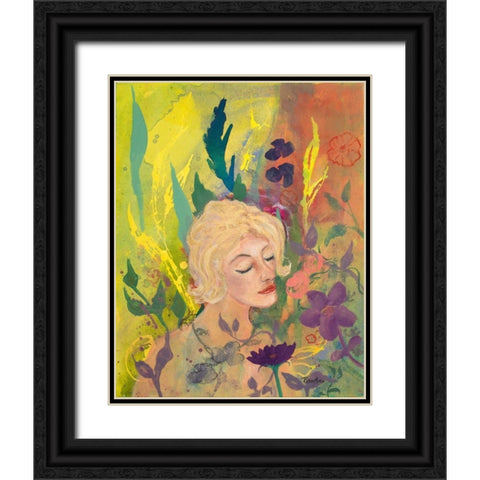 Woman in the Garden Black Ornate Wood Framed Art Print with Double Matting by Maria, Robin