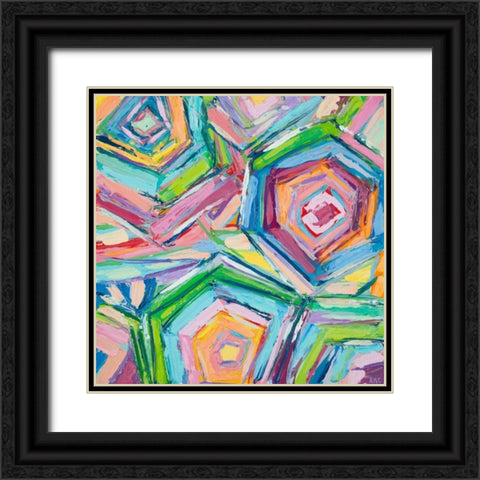 Beach Umbrellas Black Ornate Wood Framed Art Print with Double Matting by Coolick, Ann Marie