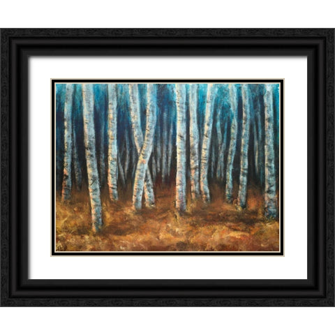 Moonlit Birchwood Black Ornate Wood Framed Art Print with Double Matting by Johnson, Walt