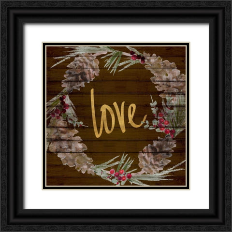 Love and Peace Wreath II Black Ornate Wood Framed Art Print with Double Matting by Loreth, Lanie