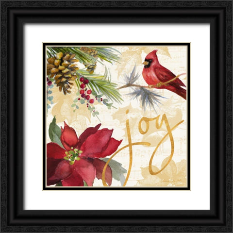 Christmas Poinsettia I Black Ornate Wood Framed Art Print with Double Matting by Loreth, Lanie