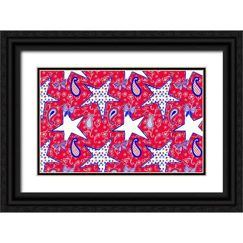 Patriotic Paisley II Black Ornate Wood Framed Art Print with Double Matting by Metz, Andi