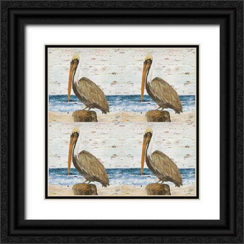 Pelican Square-4 Up Black Ornate Wood Framed Art Print with Double Matting by DeRice, Julie