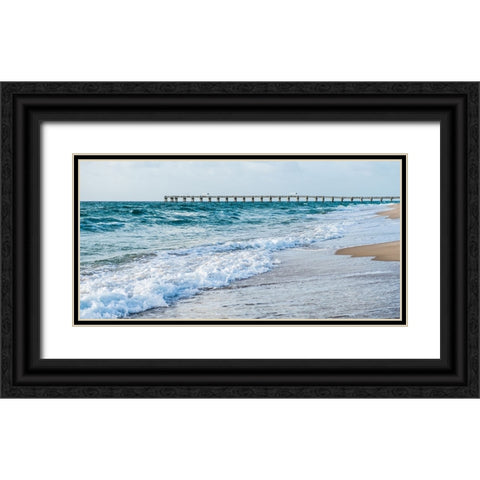 Along the Pier Black Ornate Wood Framed Art Print with Double Matting by Bill Carson Photography