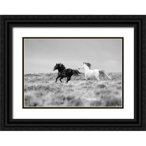 Black And White Mates Black Ornate Wood Framed Art Print with Double Matting by Walker, Carol