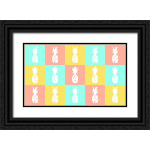 Modern Pineapple Squares Black Ornate Wood Framed Art Print with Double Matting by DeRice, Julie