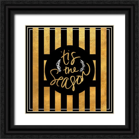 Christmas Gold III Black Ornate Wood Framed Art Print with Double Matting by SD Graphics Studio