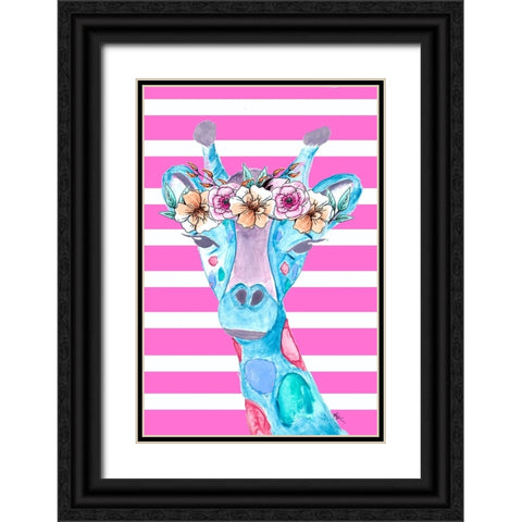 Funky Giraffe Black Ornate Wood Framed Art Print with Double Matting by Wilson, Kali