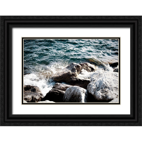 Crashing Waves Black Ornate Wood Framed Art Print with Double Matting by Wilson, Kali