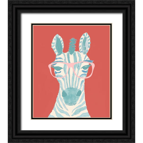 Wise Zebra Black Ornate Wood Framed Art Print with Double Matting by Wilson, Kali