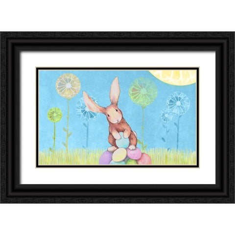 Easter Bunny Black Ornate Wood Framed Art Print with Double Matting by Diannart