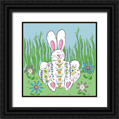 Rabbit Easter Egg Black Ornate Wood Framed Art Print with Double Matting by Mosher, Deidre