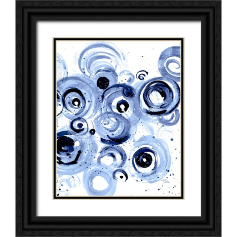 Circulation Indigo Black Ornate Wood Framed Art Print with Double Matting by Pinto, Patricia