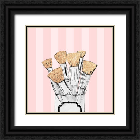 Makeup Brushes Black Ornate Wood Framed Art Print with Double Matting by Ritter, Gina