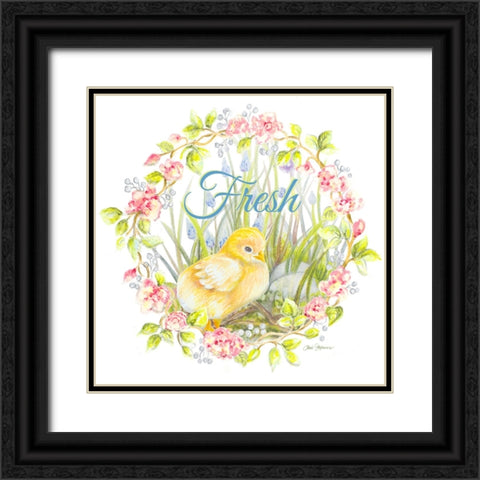 Chick And Wreath II Black Ornate Wood Framed Art Print with Double Matting by Gaynor, Janice